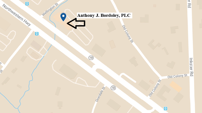Map-location of Anthony J. Bordoley, PLC at 30300 Northwestern Hwy 